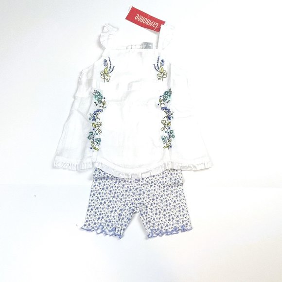 NWT Gymboree Lavender print Bike Short & Lavender Handkerchief Top Size 2T - Picture 1 of 6